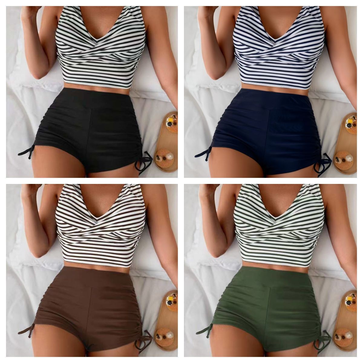 Tops - Kadın Mayo Bikini Crop Top Yüksek
