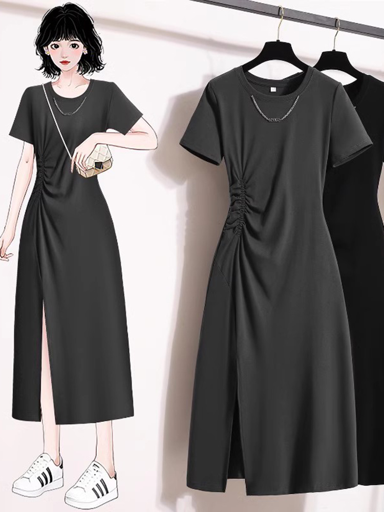 Korean Style A Line Shirt Dress - Günlük Şık Kısa Kollu Elbise Kore