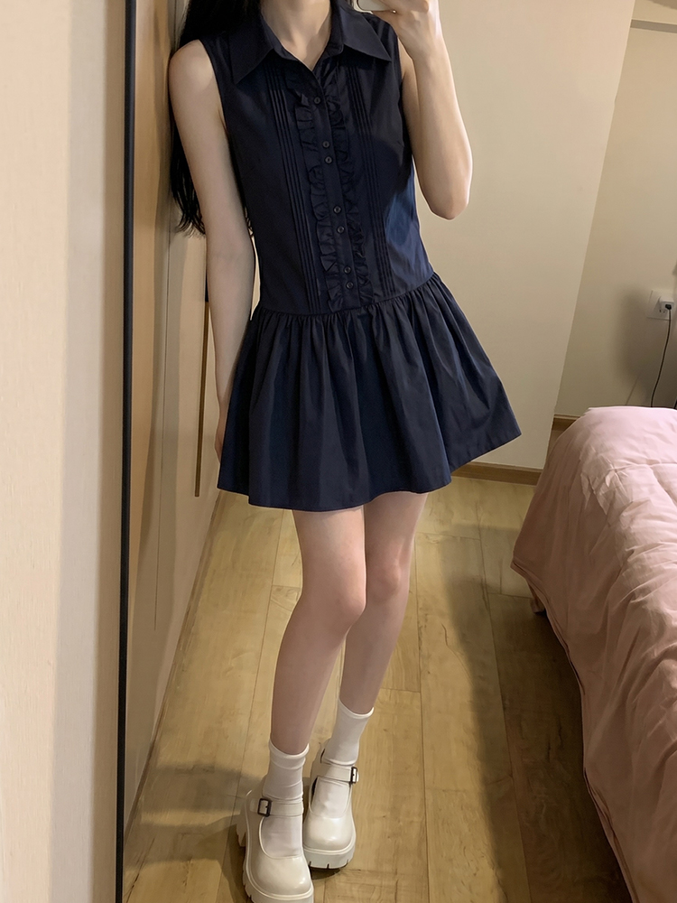 Korean Style A Line Shirt Dress - İnce Gösteren Etkili Kore Kolej Tarzı