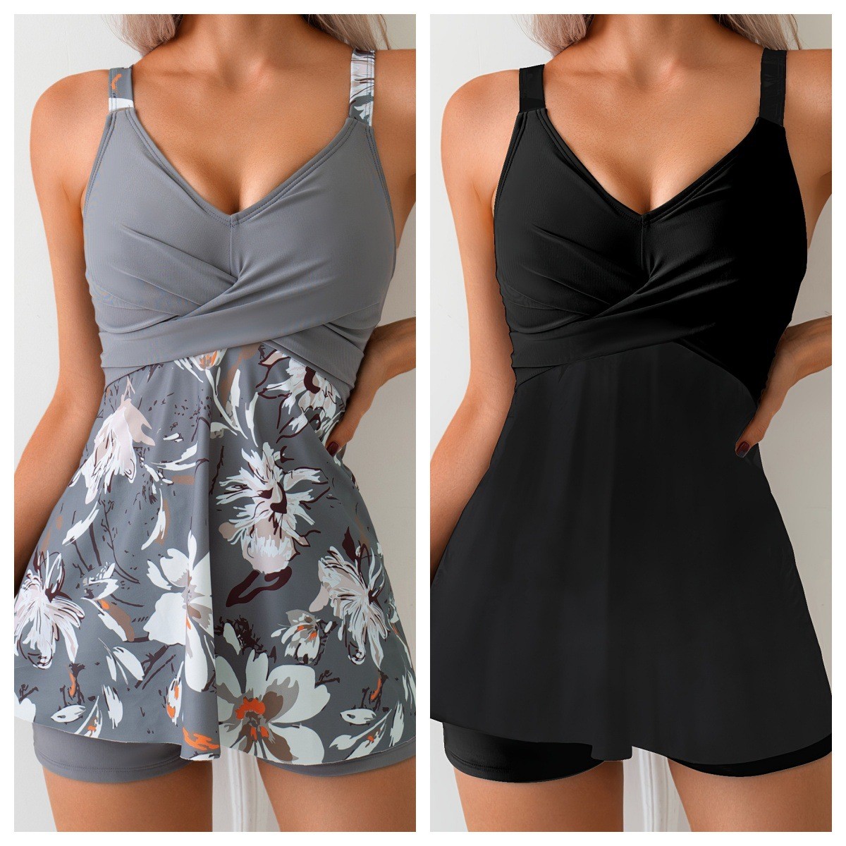 Tops - Y2k Tankini Kadın Retro Şortlu Tankini