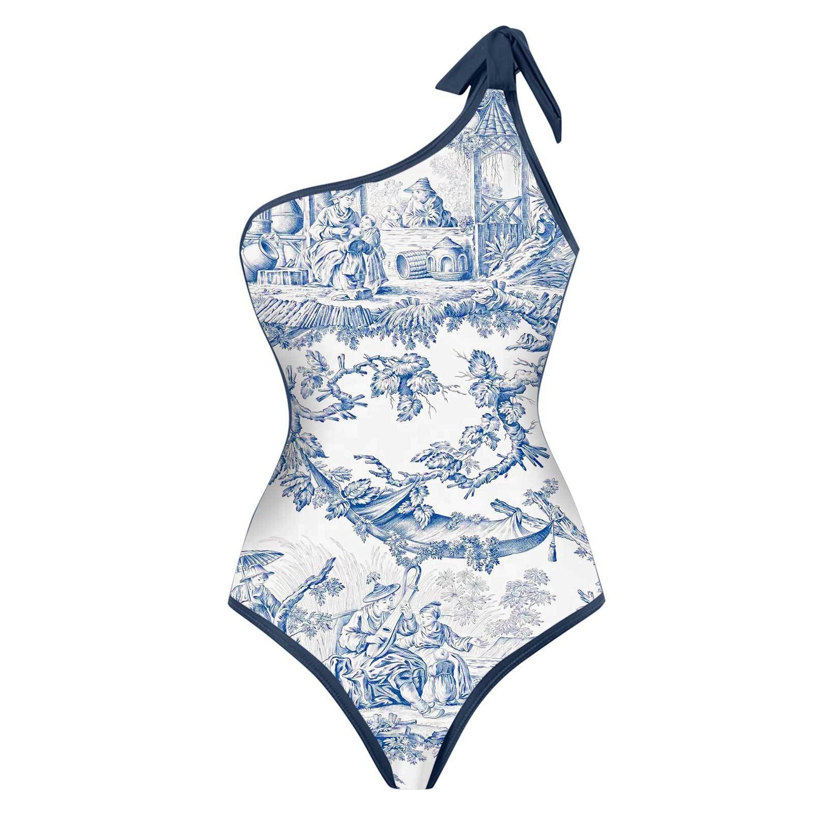 Skirts - Kadın Bikini Tankini Mavi Ve Beyaz