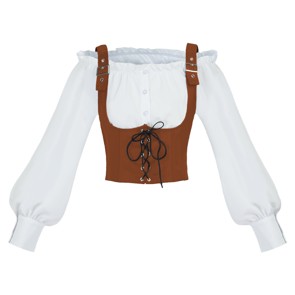 Tops - Retro Batı Tarzı Kadın Bluz Süet
