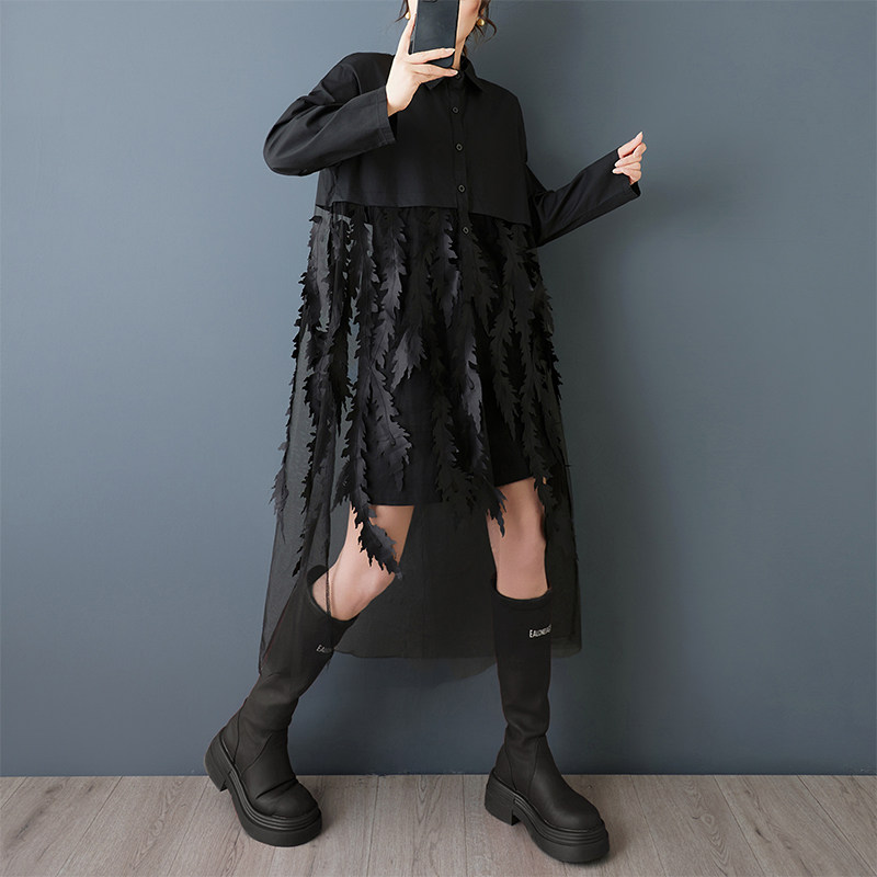 Bahar Yeni Gevşek Çiçek Baskı  - Korean Style A Line Shirt Dress incelemesi ve fiyatı