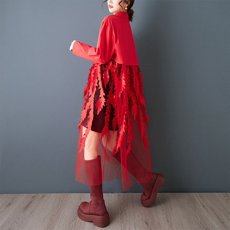 Bahar Yeni Gevşek Çiçek Baskı  - Korean Style A Line Shirt Dress incelemesi ve fiyatı