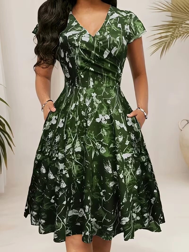 2026 Yazlık Yuvarlak Yaka Cepl - French Vintage Floral Midi Dress incelemesi ve fiyatı