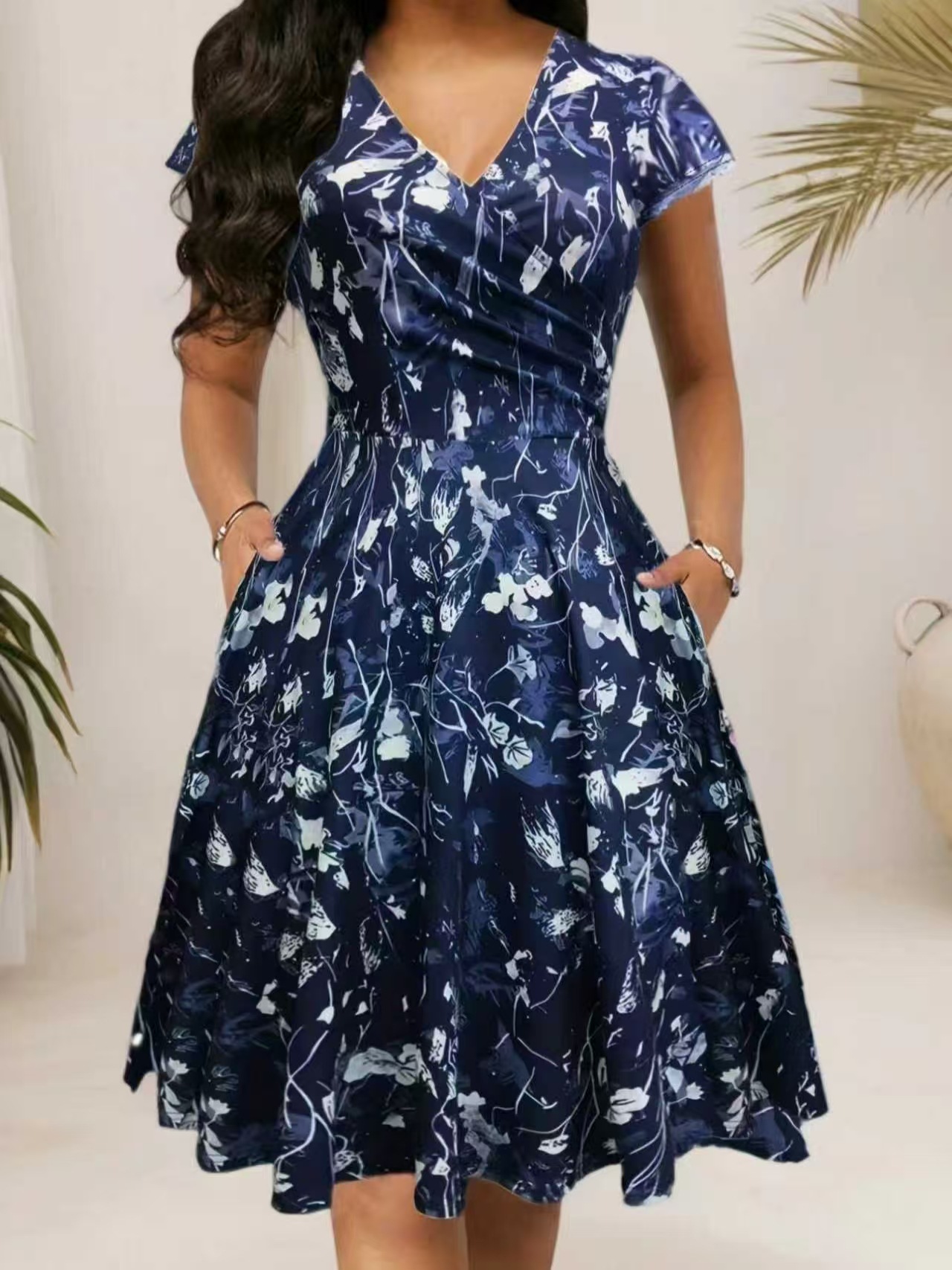 2026 Yazlık Yuvarlak Yaka Cepl - French Vintage Floral Midi Dress incelemesi ve fiyatı