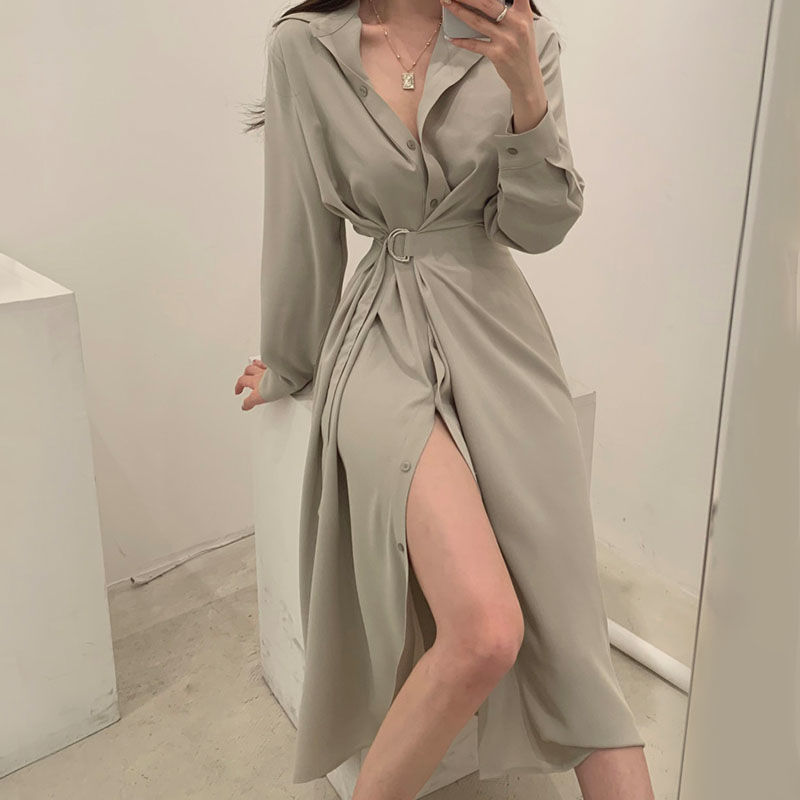 Uzun Kollu Yaka Gömlek Tarzı E - Korean Style A Line Shirt Dress incelemesi ve fiyatı
