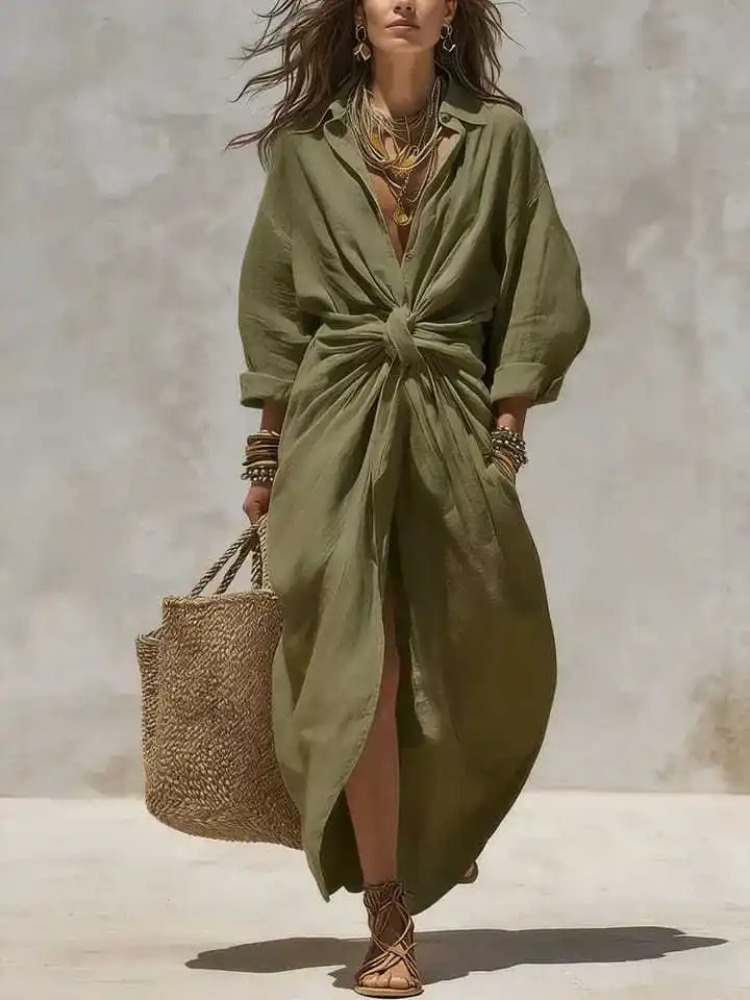 Kadın Boho Beyaz Keten-Pamuk G - Casual Loose Linen Shirt Dress incelemesi ve fiyatı