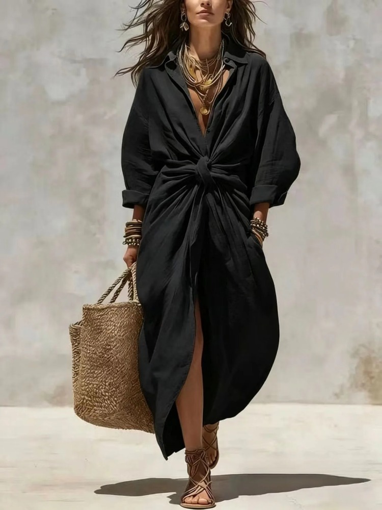 Kadın Boho Beyaz Keten-Pamuk G - Casual Loose Linen Shirt Dress incelemesi ve fiyatı
