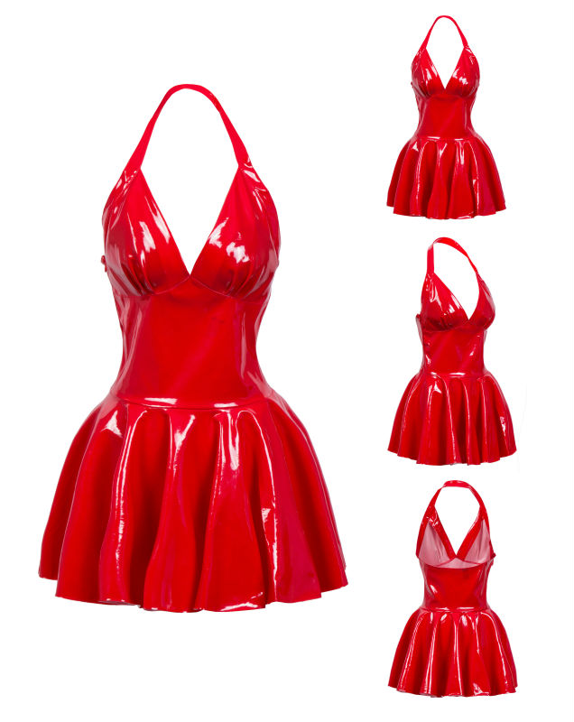 Kadınlar Seksi Lateks Deri Pil - Y2K Backless Halter Mini Dress incelemesi ve fiyatı