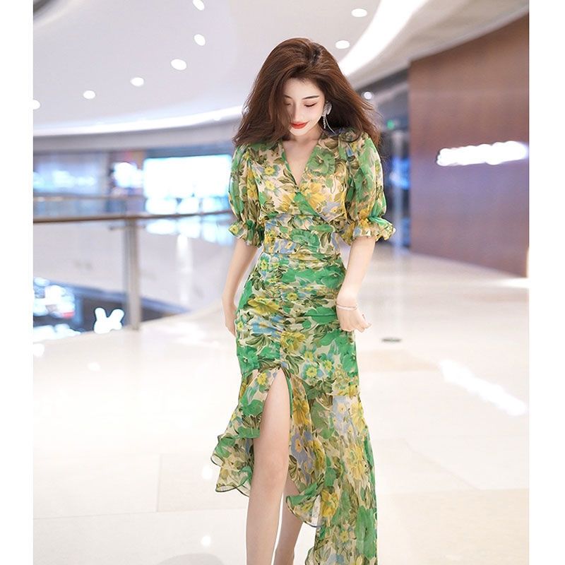 Yeni Yaz Modası Stil Bele Sarı - French Vintage Floral Midi Dress incelemesi ve fiyatı