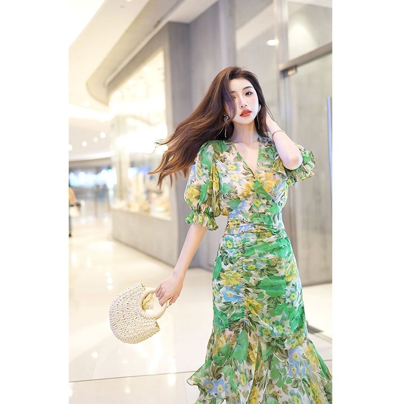 Yeni Yaz Modası Stil Bele Sarı - French Vintage Floral Midi Dress incelemesi ve fiyatı