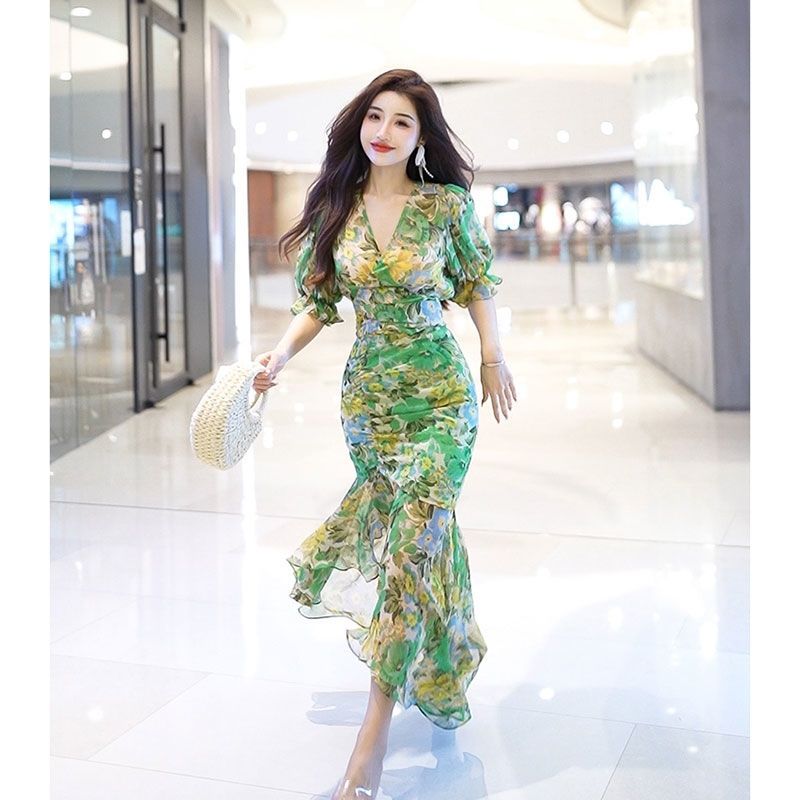 Yeni Yaz Modası Stil Bele Sarı - French Vintage Floral Midi Dress incelemesi ve fiyatı