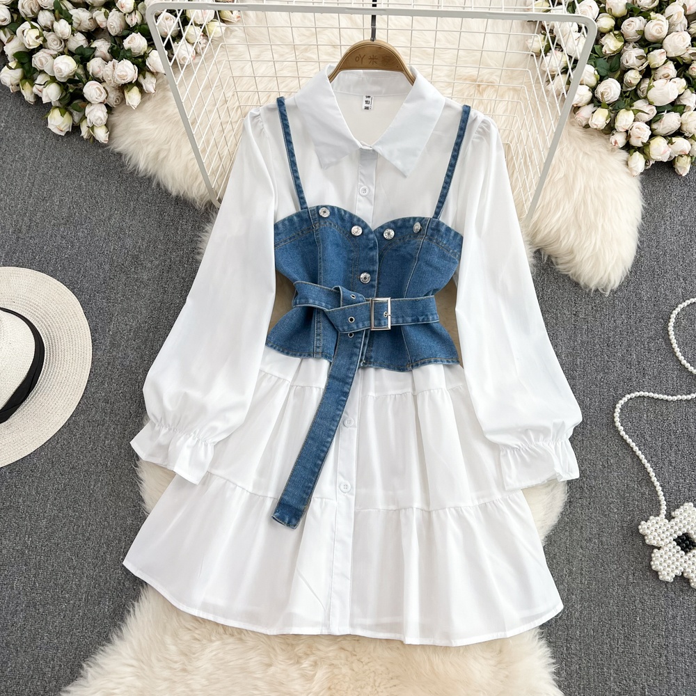 Retro Hong Kong Tarzı Uzun Kol - Korean Style A Line Shirt Dress incelemesi ve fiyatı