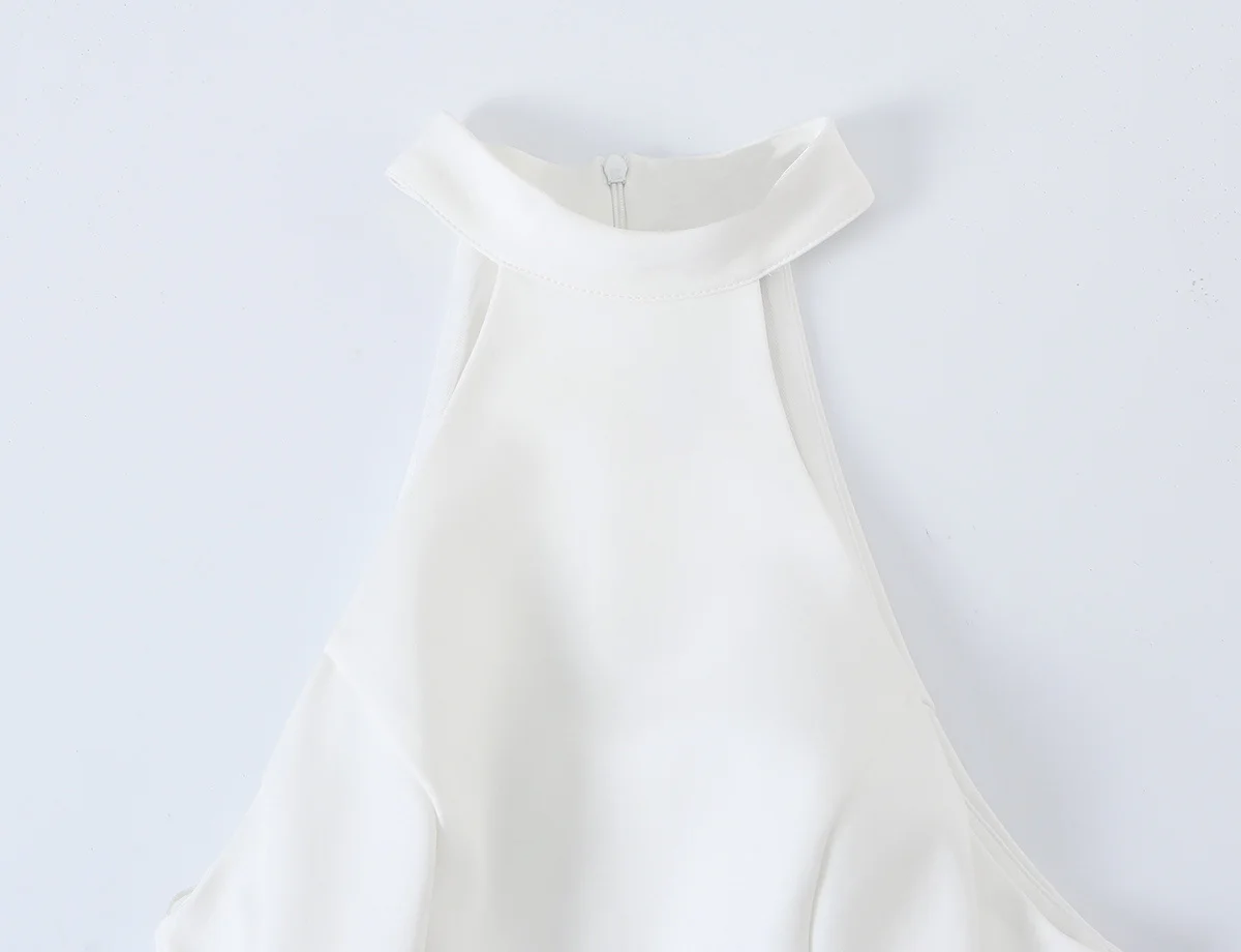 Kadın Beyaz Yüksek Yaka Halter - Y2K Backless Halter Mini Dress incelemesi ve fiyatı