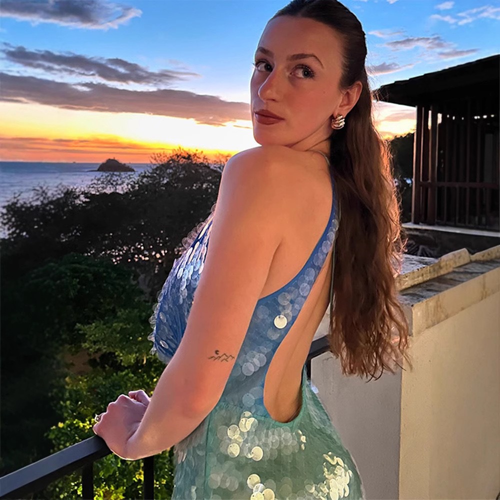 ONE TO WAN Kadın Y2K Payet Bon - Y2K Backless Halter Mini Dress incelemesi ve fiyatı