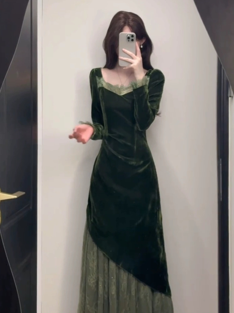 Fransız Vintage Zarif Kadife E - French Vintage Floral Midi Dress incelemesi ve fiyatı